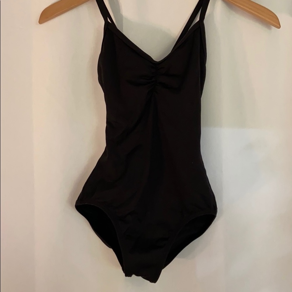 motion wear black pinched front leotard size S
